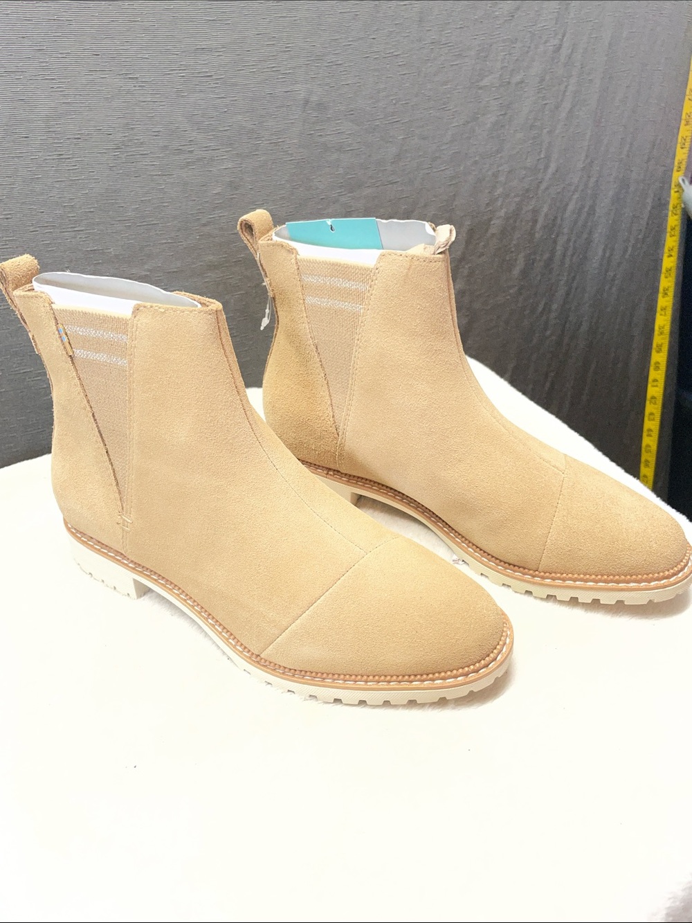 Toms Ortholite EcoX40 water resistant Tan Suede Chelsea Ankle Booties